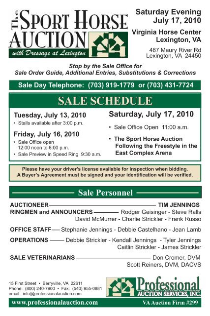 Download the Sale Catalog - Professional Auction Services, Inc.