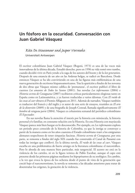 Un fósforo en la oscuridad. Conversación con Juan Gabriel Vásquez