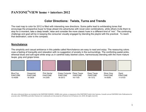 Pantone View Home Interiors 2012