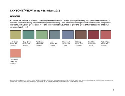 Pantone View Home Interiors 2012