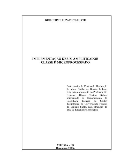 implementaÃƒÂ§ÃƒÂ£o de um amplificador classe d microprocessado