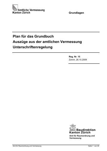 Plan für das Grundbuch Auszüge aus der amtlichen ... - Kanton Zürich