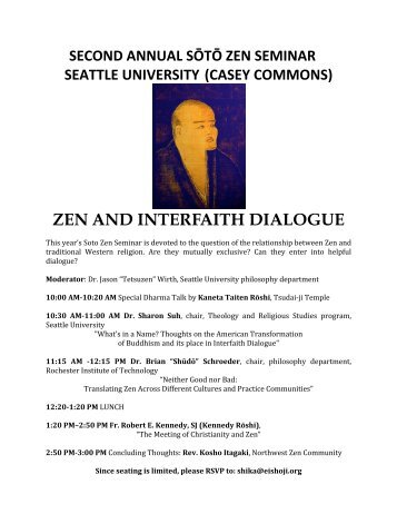 ZEN AND INTERFAITH DIALOGUE - Seattle University