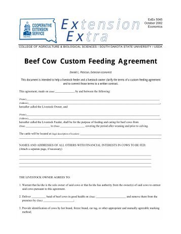 Beef Cow Custom Feeding Agreement - National Ag Risk Education ...