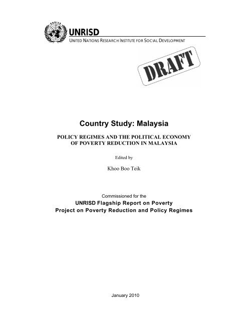 Country Study Malaysia United Nations Research Institute For
