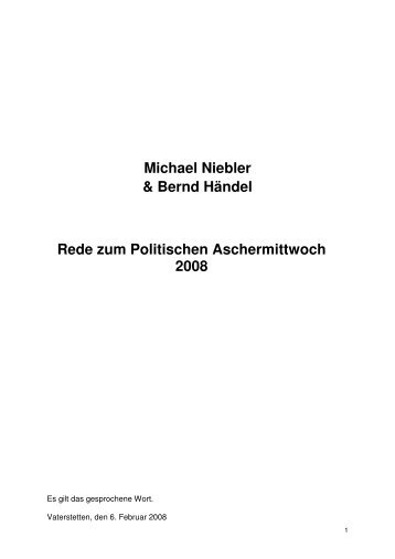 Michael Niebler & Bernd Händel Rede zum Politischen ...