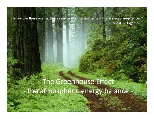 Greenhouse Effect and Atmospheric Chemistry