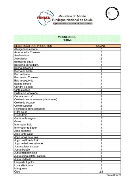 PROCESSO NÃ‚Âº - FundaÃƒÂ§ÃƒÂ£o Nacional de SaÃƒÂºde - Funasa