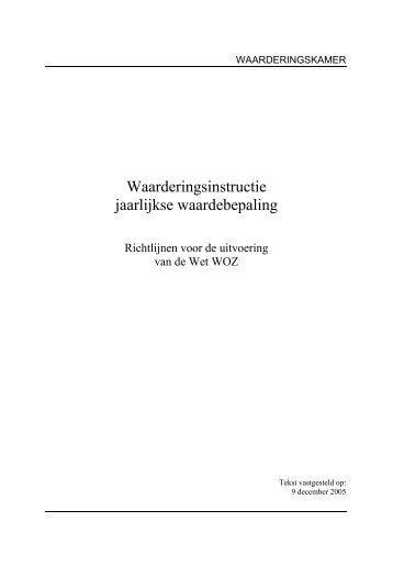 Waarderingsinstructie jaarlijkse waardebepaling - Waarderingskamer