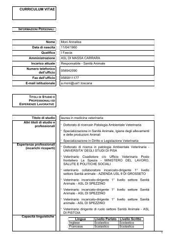 curriculum vitae - ASL 1 di Massa e Carrara