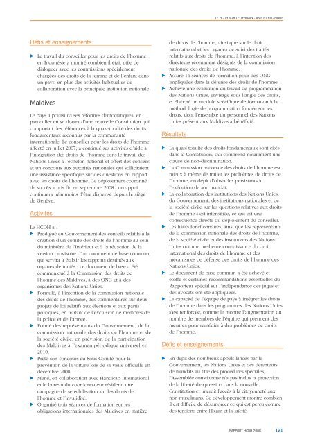 HCDH Rapport 2008 - Office of the High Commissioner for Human ...