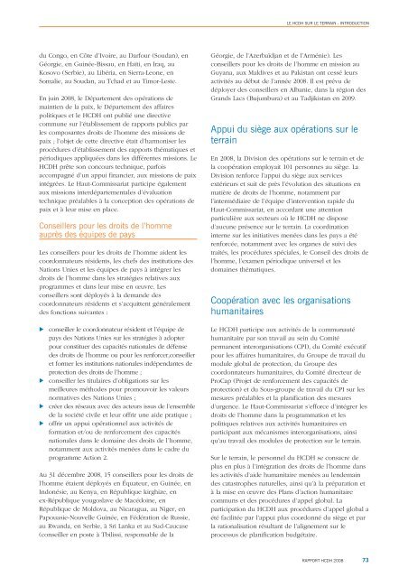 HCDH Rapport 2008 - Office of the High Commissioner for Human ...