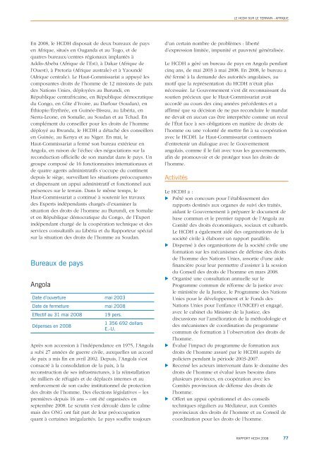 HCDH Rapport 2008 - Office of the High Commissioner for Human ...