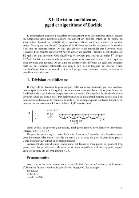 Xi Division Euclidienne Pgcd Et Algorithme D Euclide