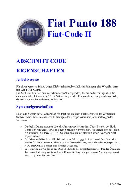 Fiat Punto 188 Fiat-Code II.pdf - AutoExtrem.de