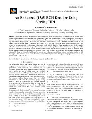 An Enhanced (15,5) BCH Decoder Using Verilog HDL - Ijarcce.com