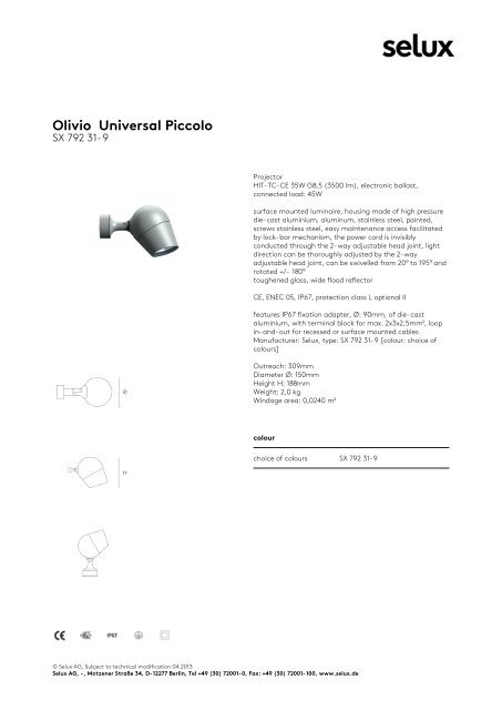 Olivio Universal Piccolo - Selux