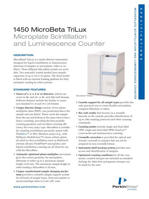 1450 MicroBeta TriLux - Microplate Scintillation and ... - PerkinElmer