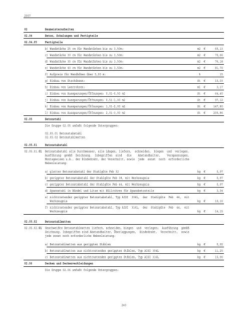 Prezzi informativi opere edili 2007 - Rete Civica dell'Alto Adige