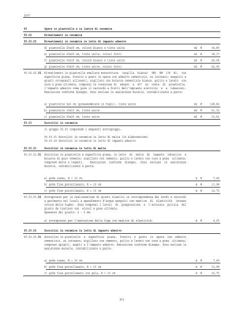 Prezzi informativi opere edili 2007 - Rete Civica dell'Alto Adige