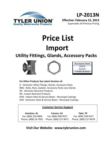 tyler union mj compact ductile iron import fittings lp2013-n