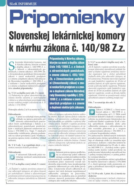 sLek informuje - Slovenská lekárnická komora