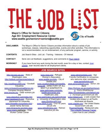 JOB SEARCH SITES - Aging and Disability Services