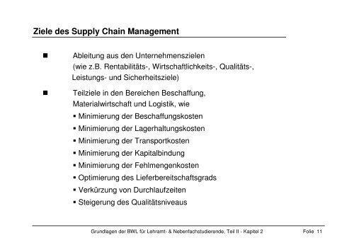 Grundlagen der BWL fÃƒÂ¼r Lehramt- & Nebenfachstudierende, Teil II ...