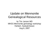 Update on Mennonite Genealogical Resources - the Mennonite ...