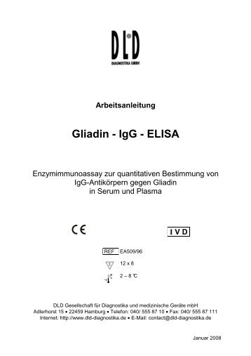 Arbeitsanleitung Gliadin - IgG - ELISA - DLD Diagnostika GmbH