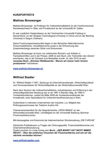 Mathias Binswanger Wilfried Stadler