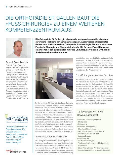 Gesundheitsmagazin St.Galler Nachrichten  Frühjahr 2014