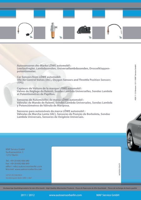 www.autosensorberlin.com 2011 / 2012 MAF Service  GmbH ...
