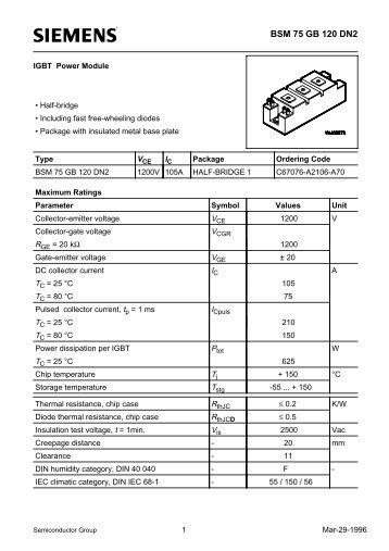 BSM 75 GB 120 DN2 - Datasheet Catalog