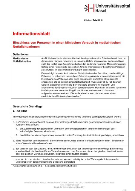 Informationsblatt HMG Artikel 56 - Universitätsspital Basel