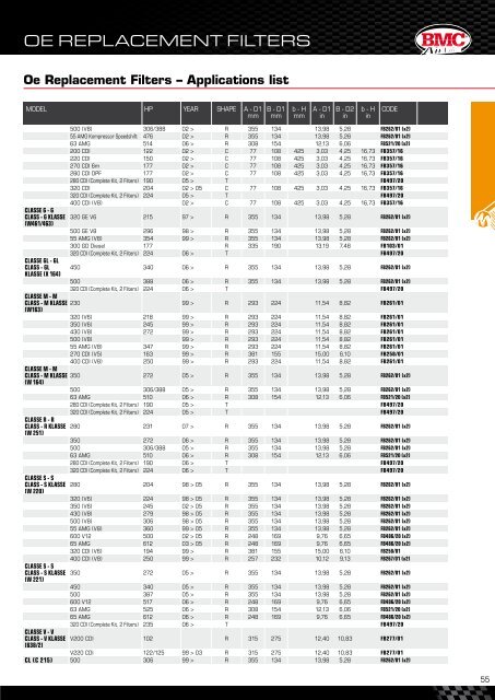 Oe Replacement Filters â Applications list - autoboom