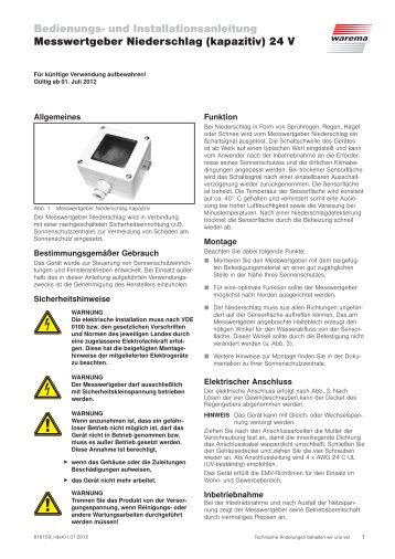 Bedienungs- und Installationsanleitung Messwertgeber ... - Warema