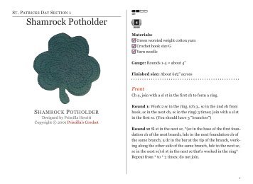 Shamrock Potholder - Priscilla's Crochet