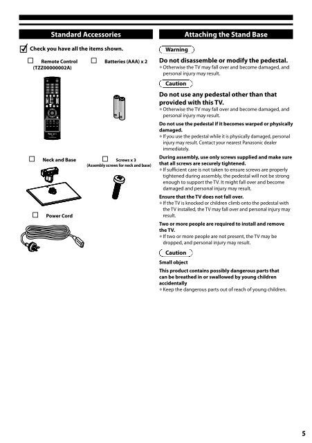 TH-L24X5Z Operating Instructions.pdf - Panasonic New Zealand