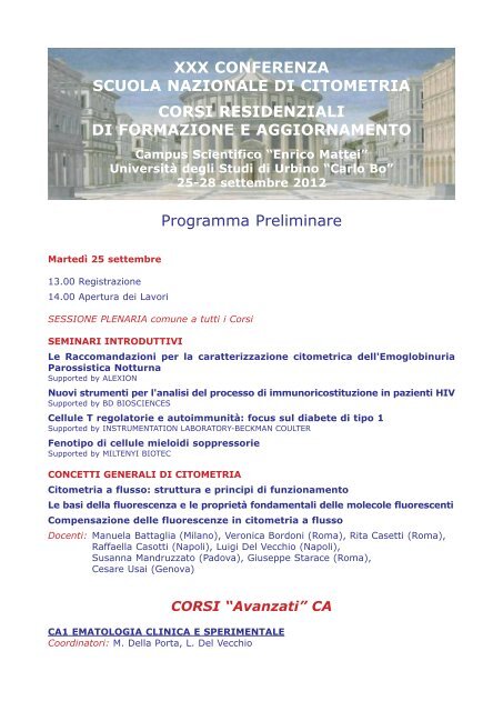 XXX CONFERENZA SCUOLA NAZIONALE DI CITOMETRIA ... - Enea