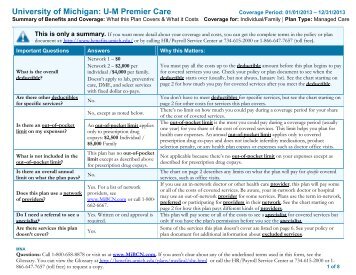 University of Michigan: U-M Premier Care - Benefits Office ...