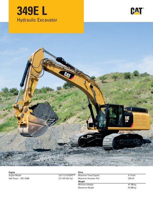 349E L Hydraulic Excavator - Cat - Caterpillar Inc.