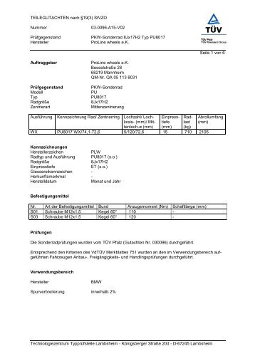 TEILEGUTACHTEN nach Â§19(3) StVZO Nummer ... - Autoteilefrau.eu