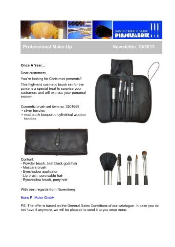 Professional Make-Up Cosmetic Brush Set - Newsletter 10/2013