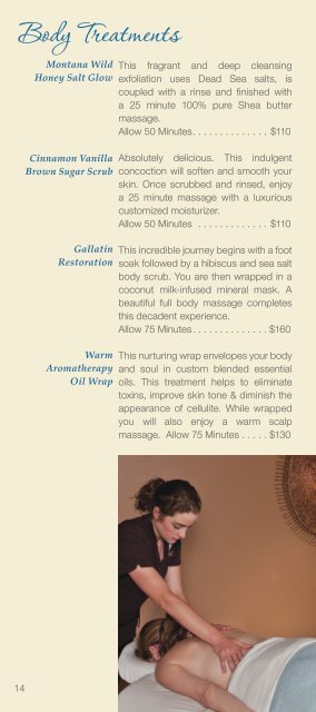 Solace Spa & Salon Brochure - Big Sky Resort