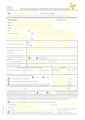 Antrag auf Erstattung der Arbeitgeberaufwendungen bei ... - BKK Vital