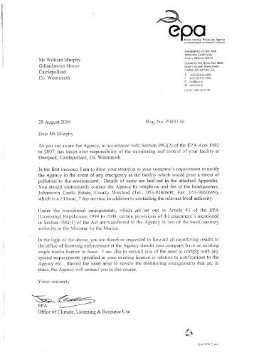 Letter to Applicant - Re Section 99G - Environmental Protection ...