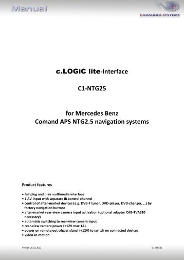 c.LOGiC lite-Interface C1-NTG25 for Mercedes Benz ... - Alarm Service