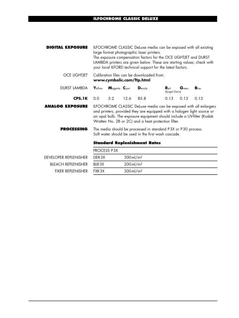 CPS & CLM technical data - Ilford