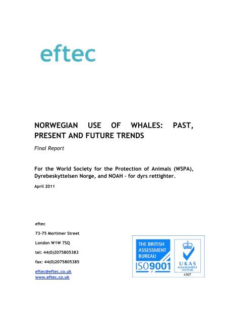 norwegian use of whales: past, present and future trends - WSPA